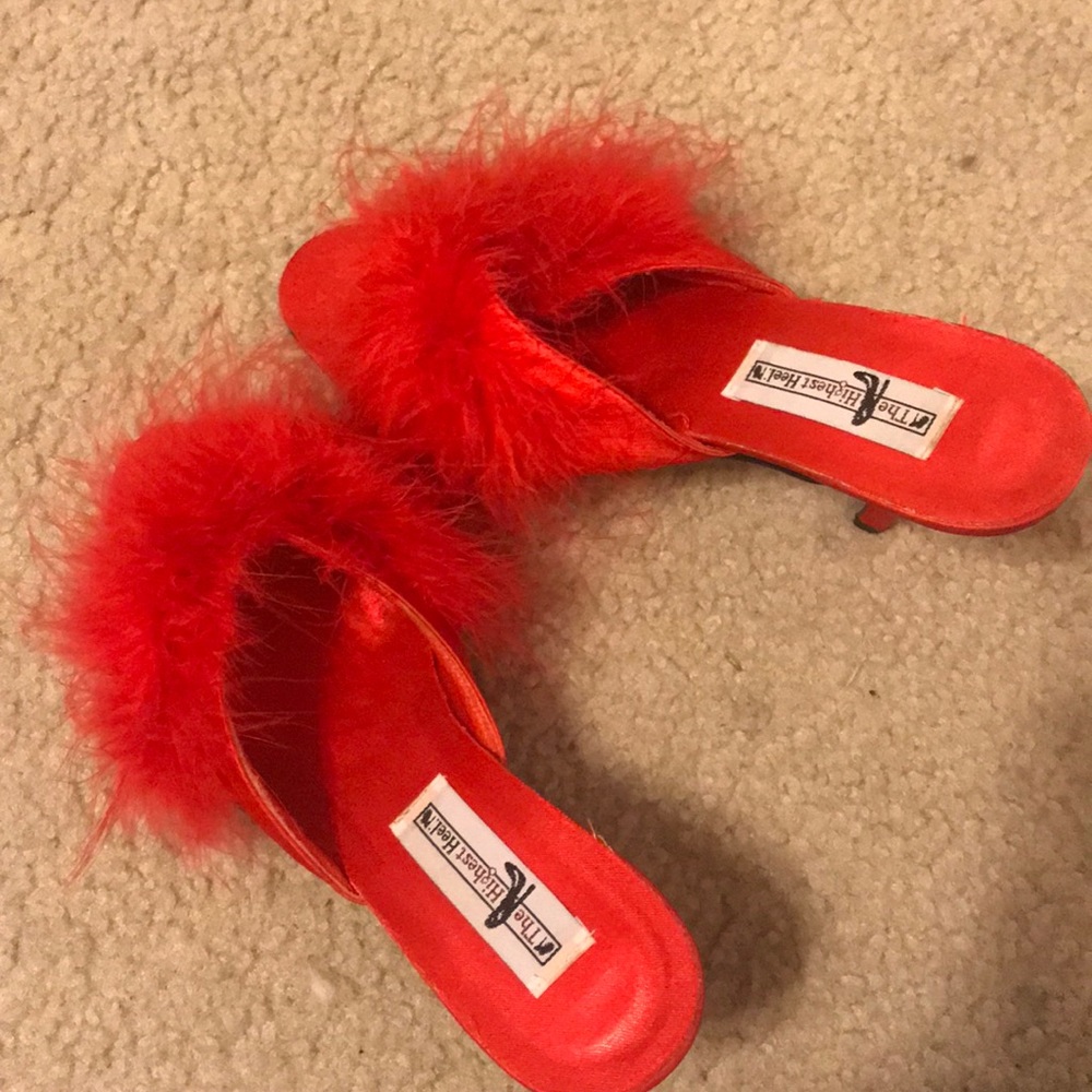 fuzzy red heels